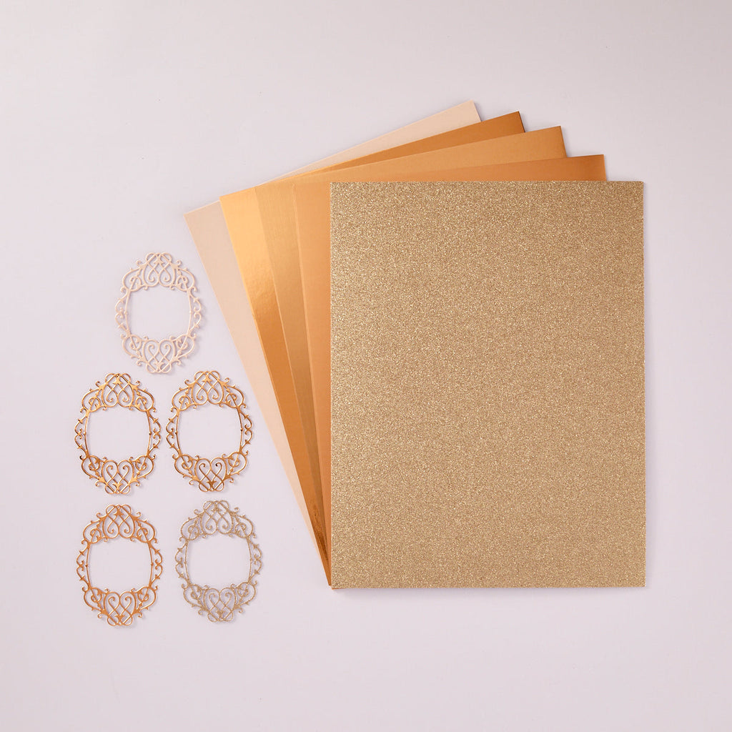 Spellbinders Rose Gold Assortment Treasured Cardstock Pack scsp-003 cuts