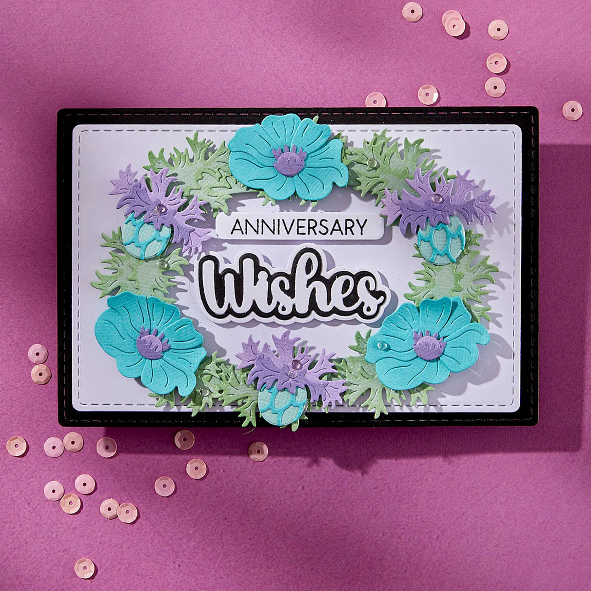 Spellbinders Very Best Wishes Sentiments Clear Stamp and Die Set sds-203