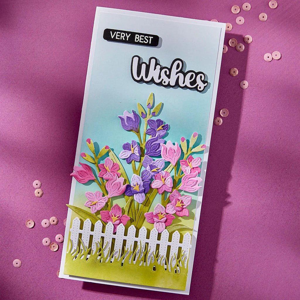 Spellbinders Very Best Wishes Sentiments Clear Stamp and Die Set sds-203