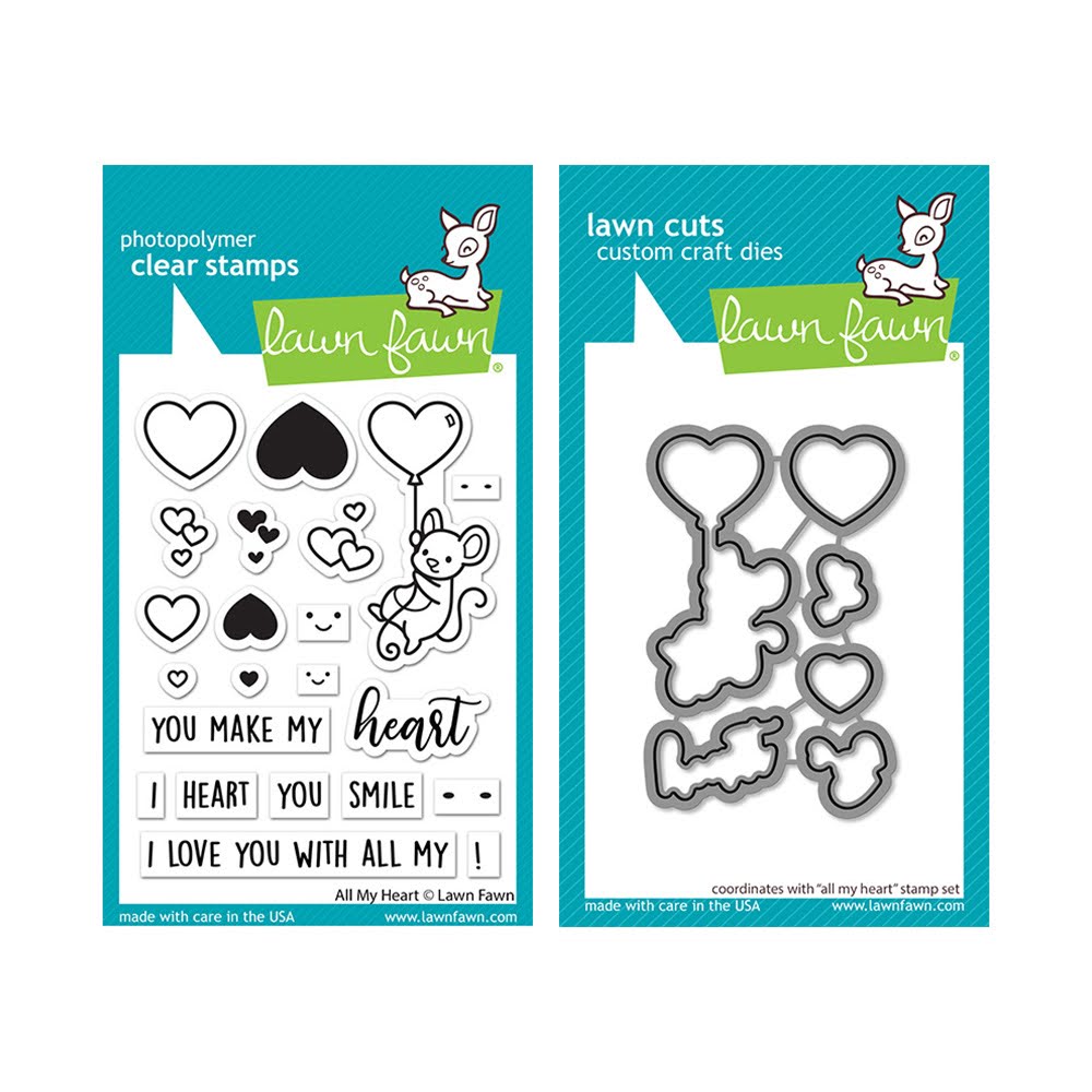 Lawn Fawn Set All My Heart Clear Stamps and Dies