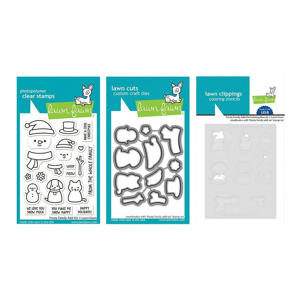Lawn Fawn Frosty Family Add-On Stamps Dies Coloring Stencils Set