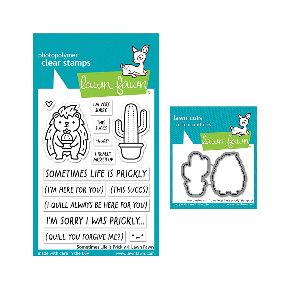 Lawn Fawn Set Sometimes Life Gets Prickly Clear Stamps and Dies