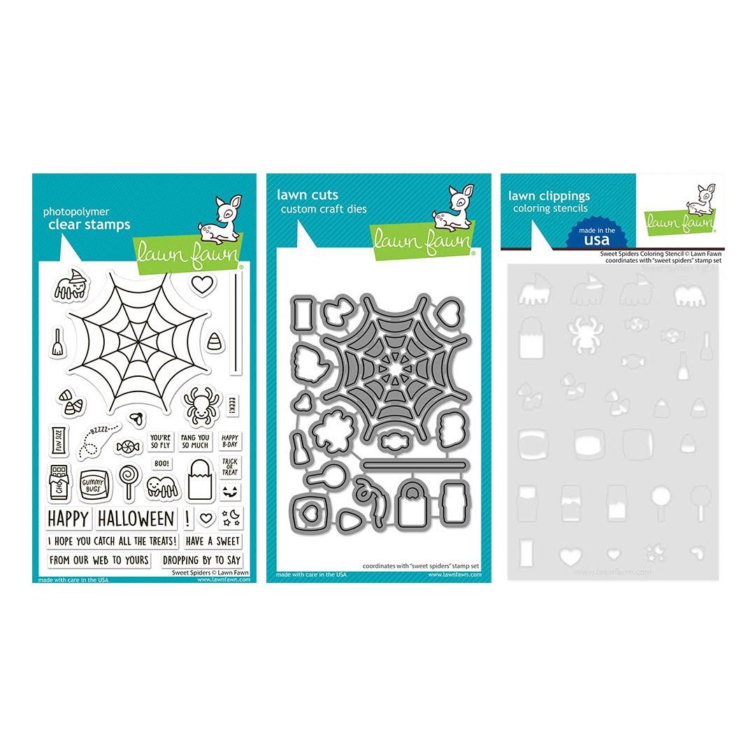 Lawn Fawn Sweet Spiders Stamps Dies Coloring Stencil Set