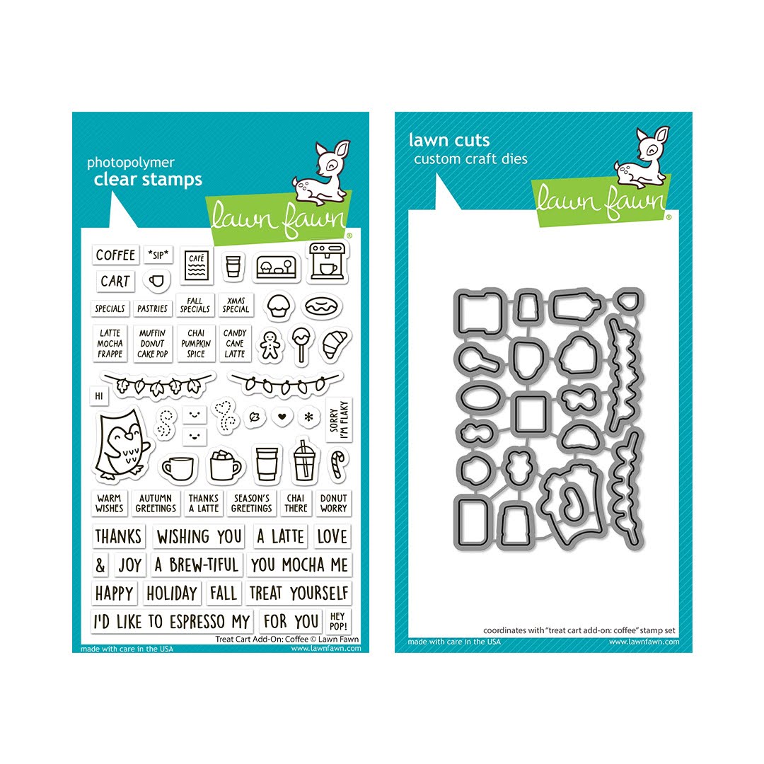 Lawn Fawn Treat Cart Add-On Coffee Stamps and Dies Set