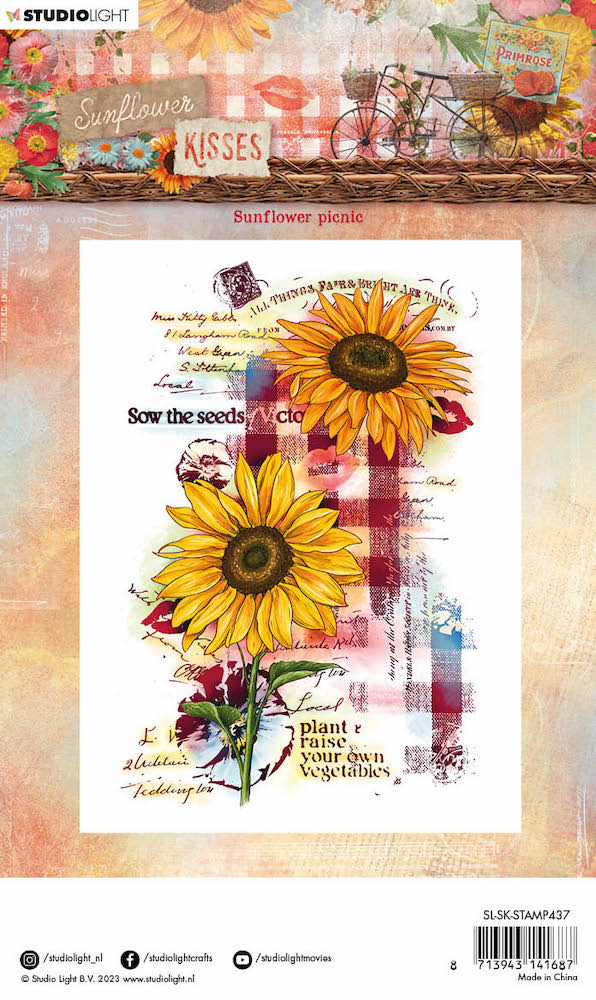 Studio Light Wildflower Basket Clear Stamp Sunflower Kisses Collection slskstamp438 back