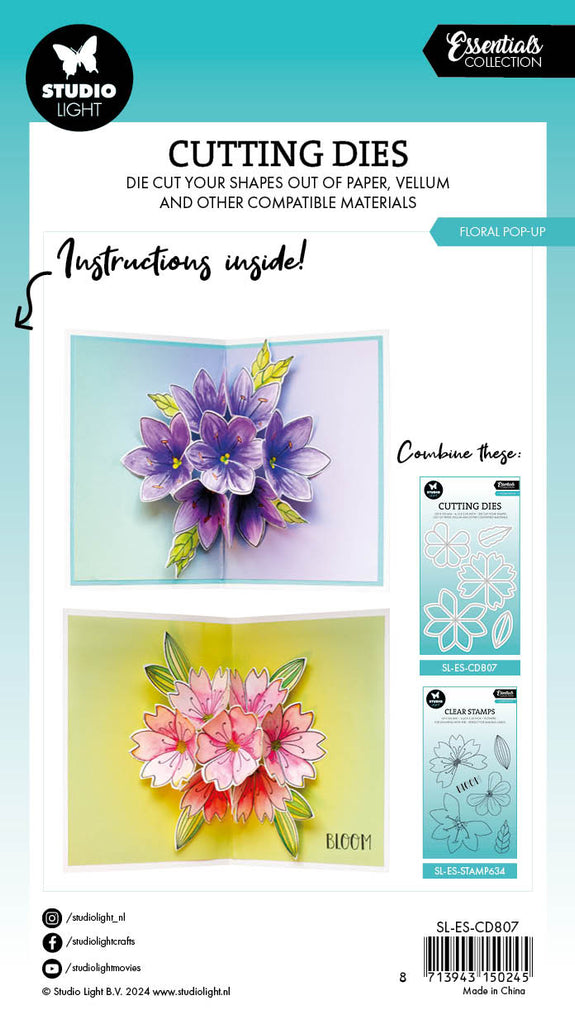 Studio Light Floral Pop-Up Clear Stamps & Dies Bundle package back stamp