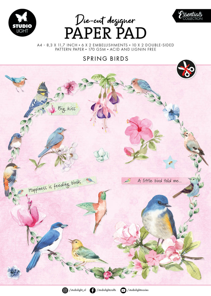Studio Light Spring Birds Die-Cut Paper Pad sl-es-dcpp144