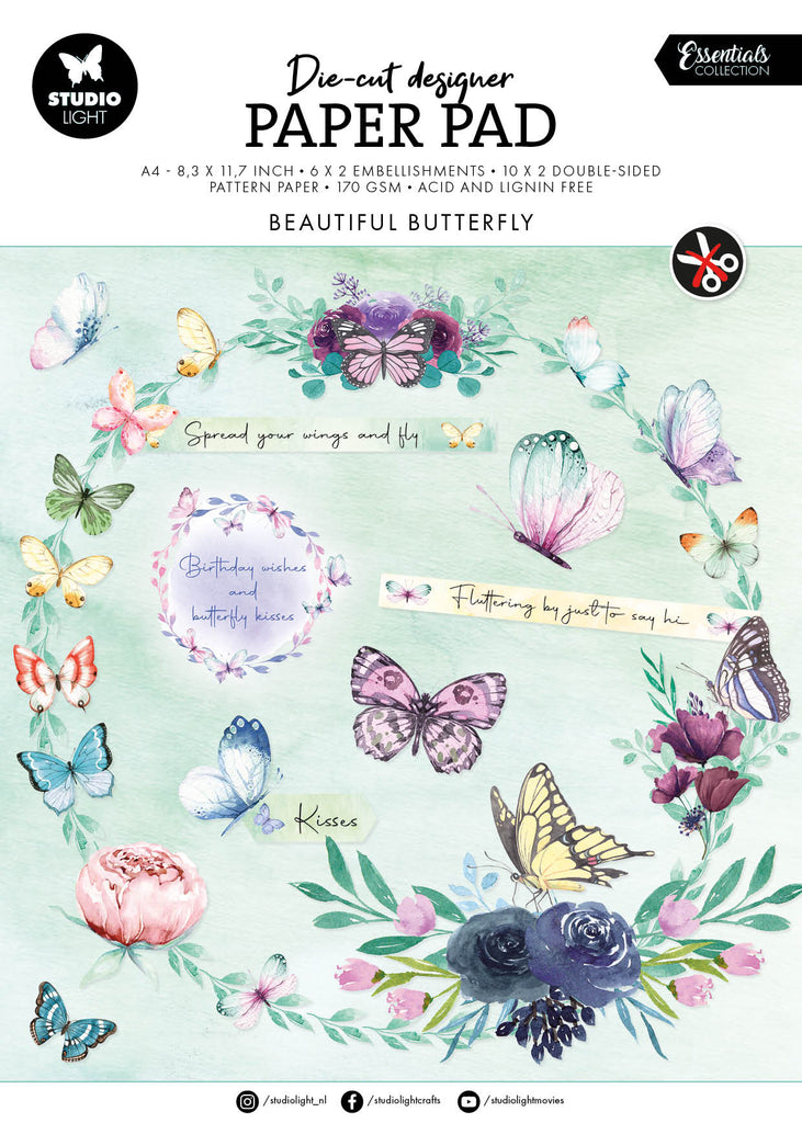 Studio Light Beautiful Butterfly Die-Cut Paper Pad sl-es-dcpp146