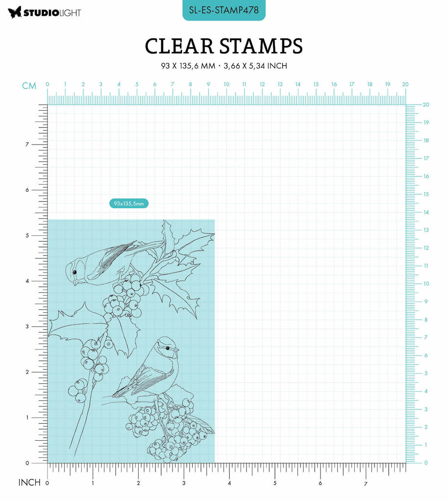 Studio Light Winter Birds Essentials Clear Stamps sl-es-stamp478 dimensions