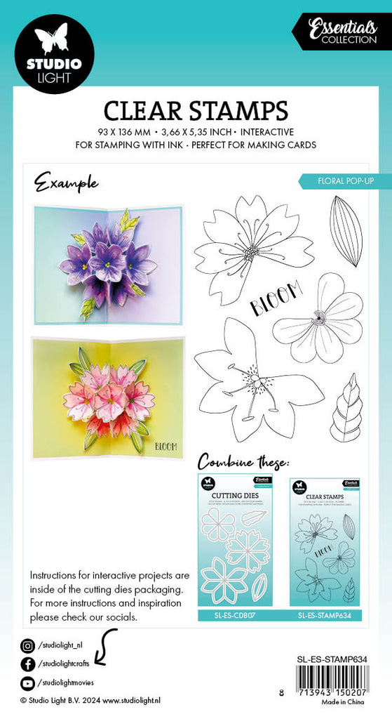 Studio Light Floral Pop-Up Clear Stamps & Dies Bundle package back flower