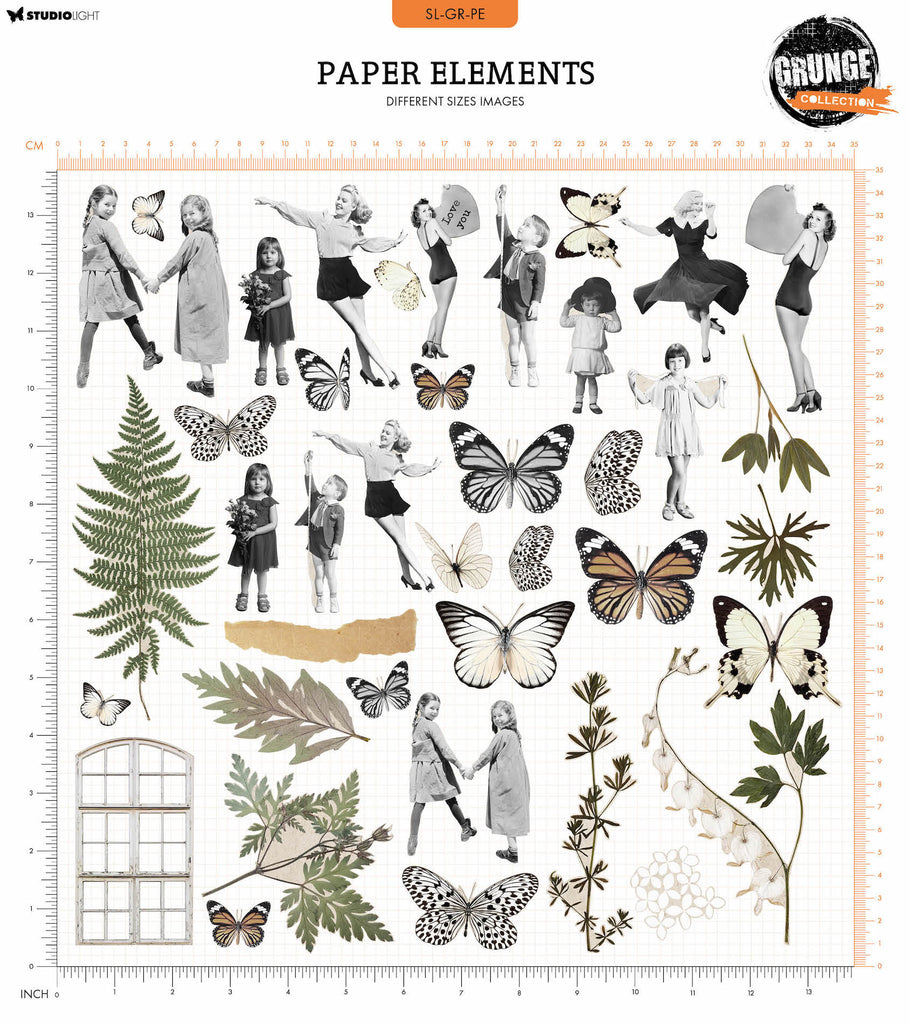 Studio Light Paper Elements People & Botanics Grunge Collection sl-gr-pe09 pieces