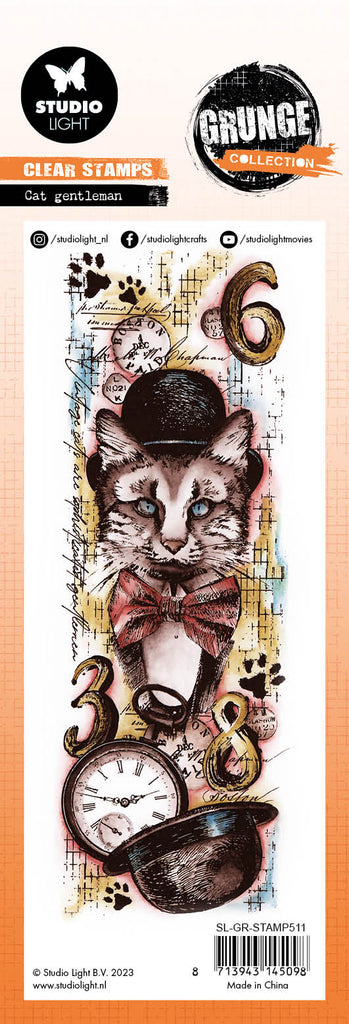 Studio Light Cat Gentleman Grunge Clear Stamps sl-gr-stamp511 package