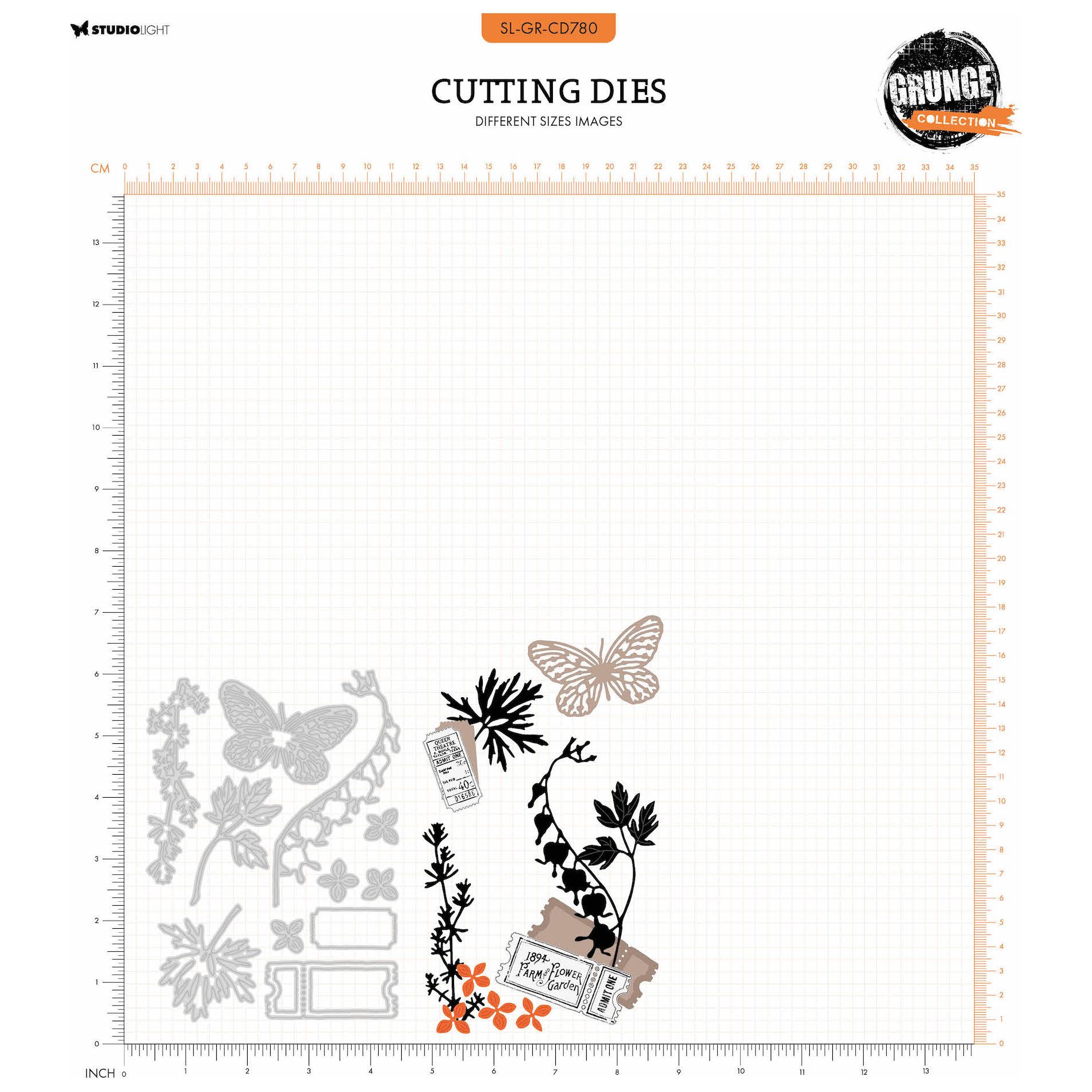 Studio Light Botanical Elements Dies Grunge Collection sl-gr-cd780 sizes