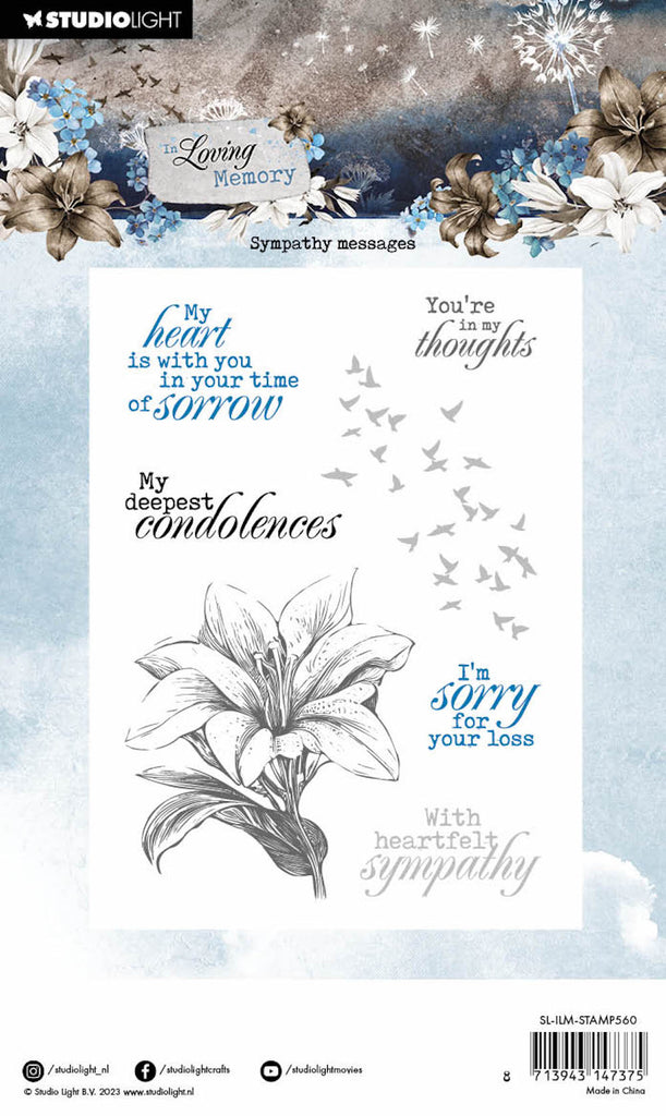 Studio Light Sympathy Messages Clear Stamps sl-ilm-stamp560 package back