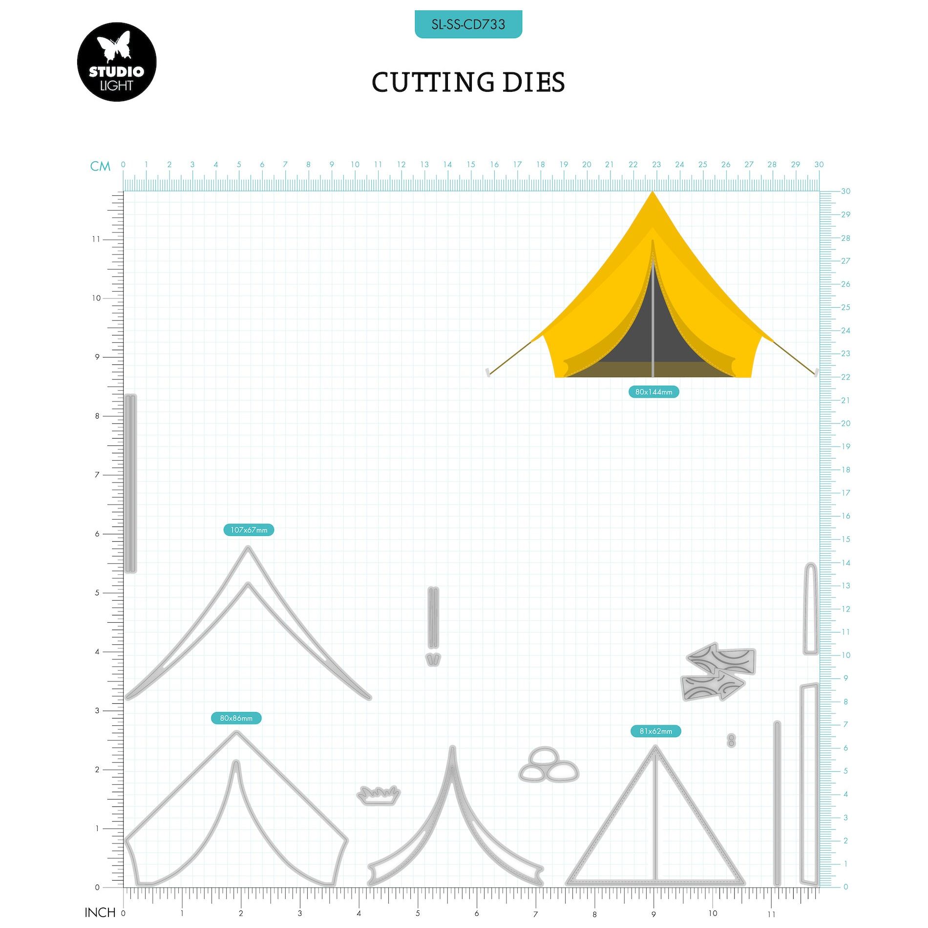 Studio Light Camping Tent Dies sl-ss-cd733 sizes