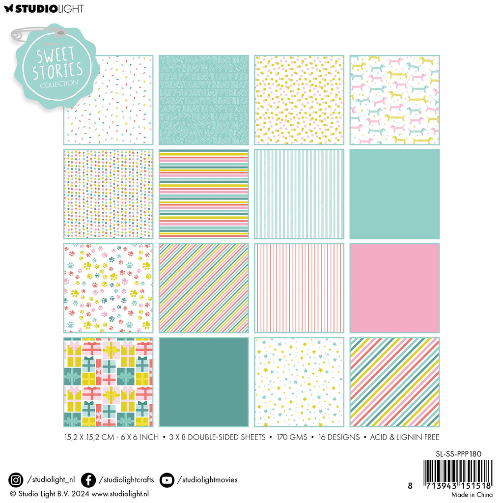 Studio Light Birthday Sweet Stories Pattern 6x6 Paper Pad sl-ss-ppp180 package back