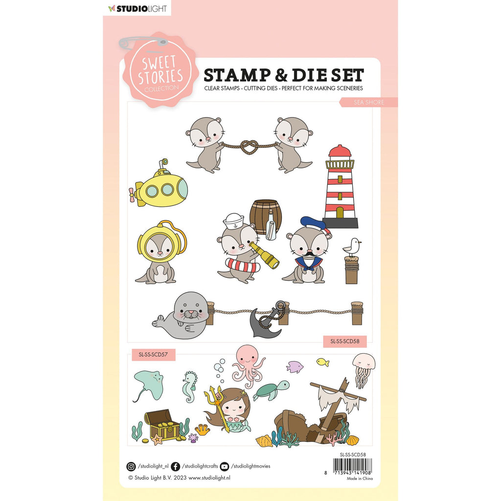 Studio Light Sea Shore Stamp and Die Set sl-ss-scd58 package back sample