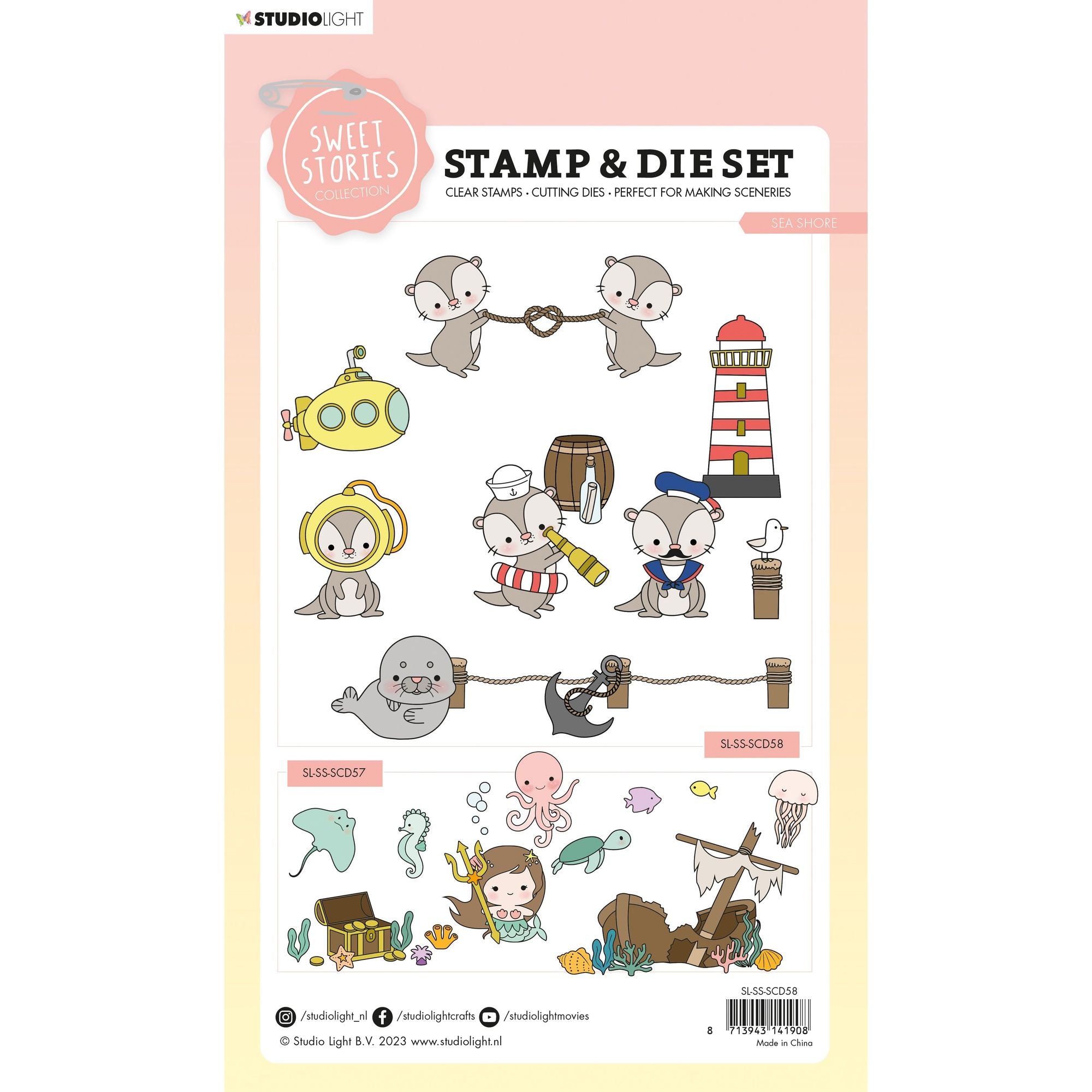 Studio Light Sea Shore Stamp and Die Set sl-ss-scd58 package back sample