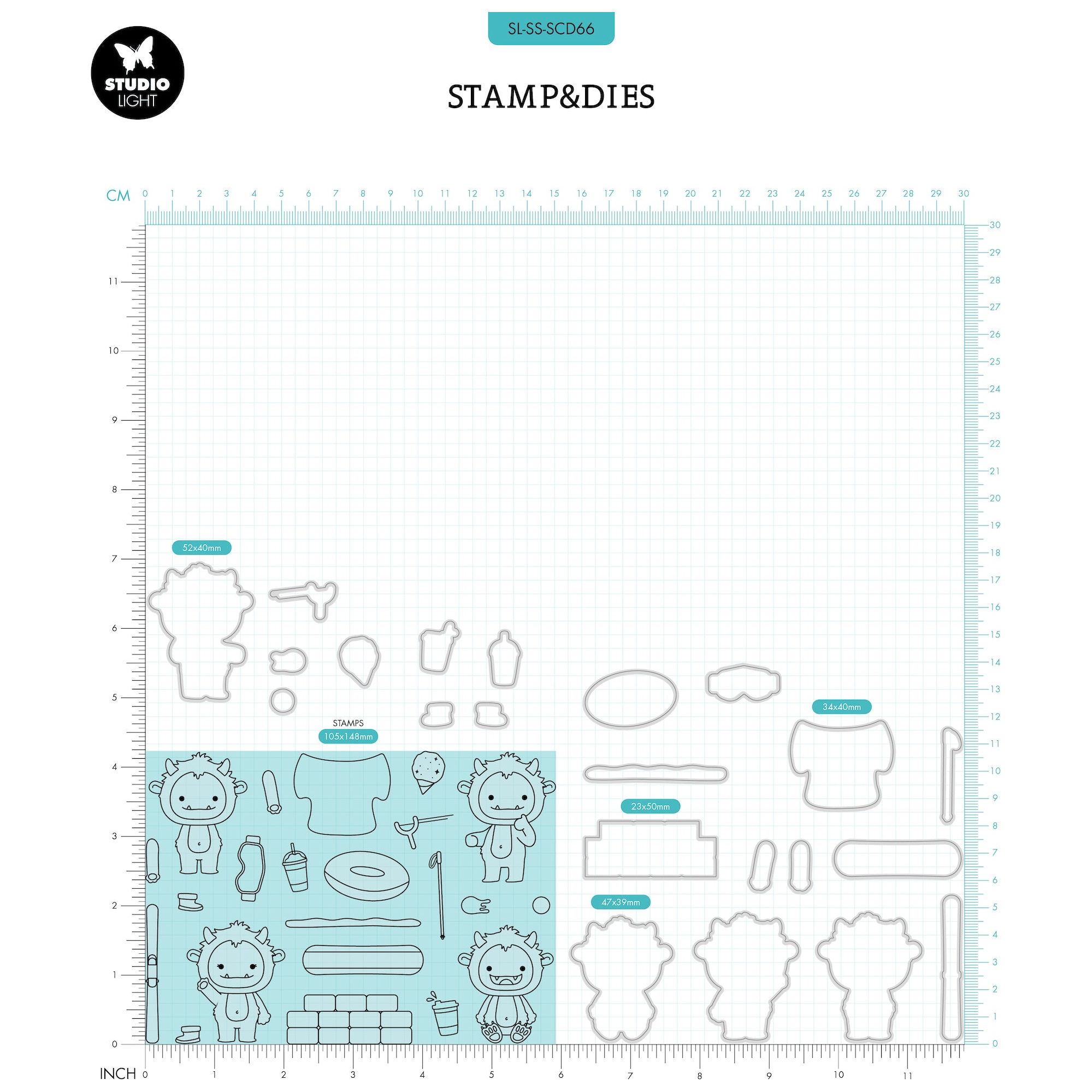 Studio Light Snow Fun Stamp and Die Set sl-ss-scd66 dimensions