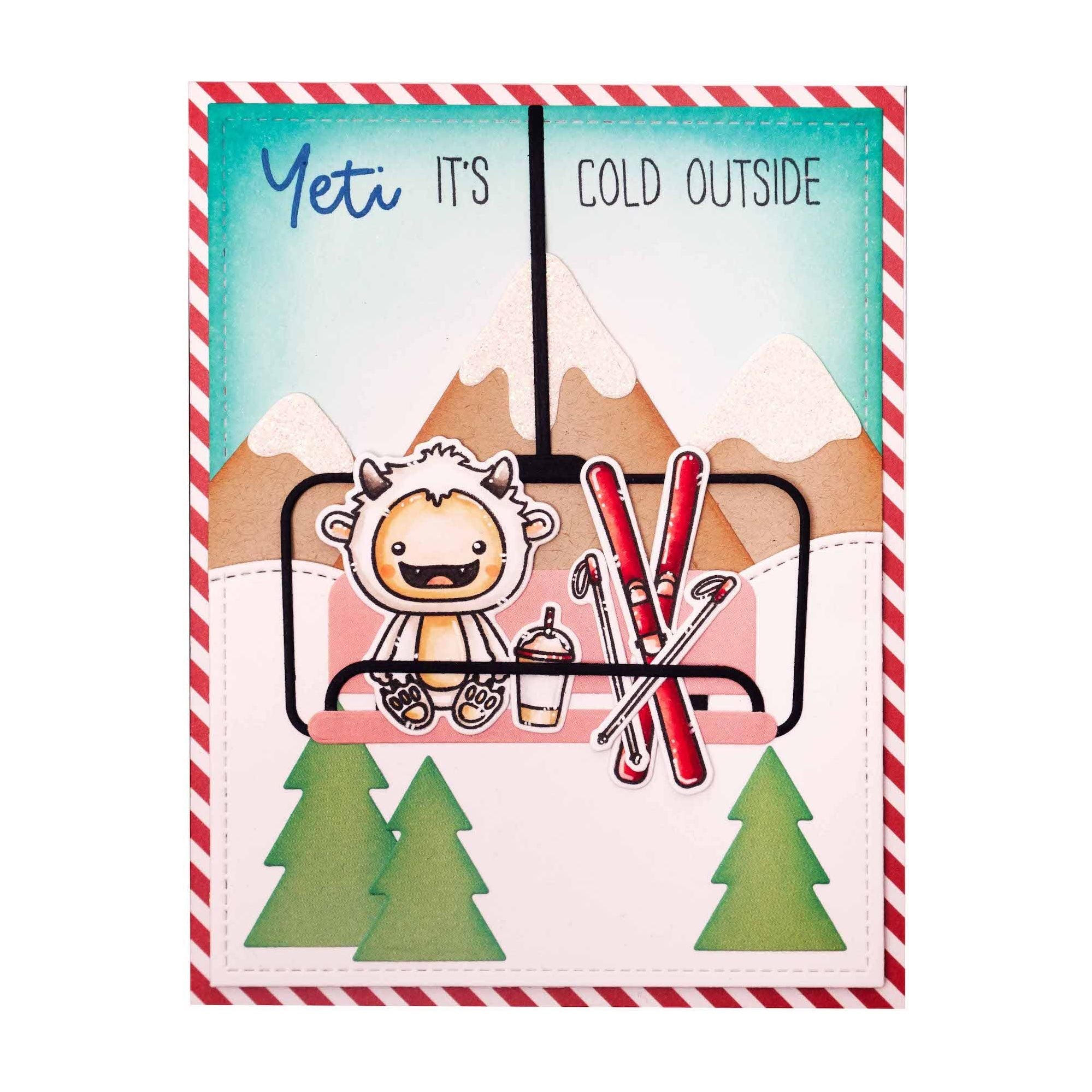 Studio Light Snow Fun Stamp and Die Set sl-ss-scd66 yeti ski card