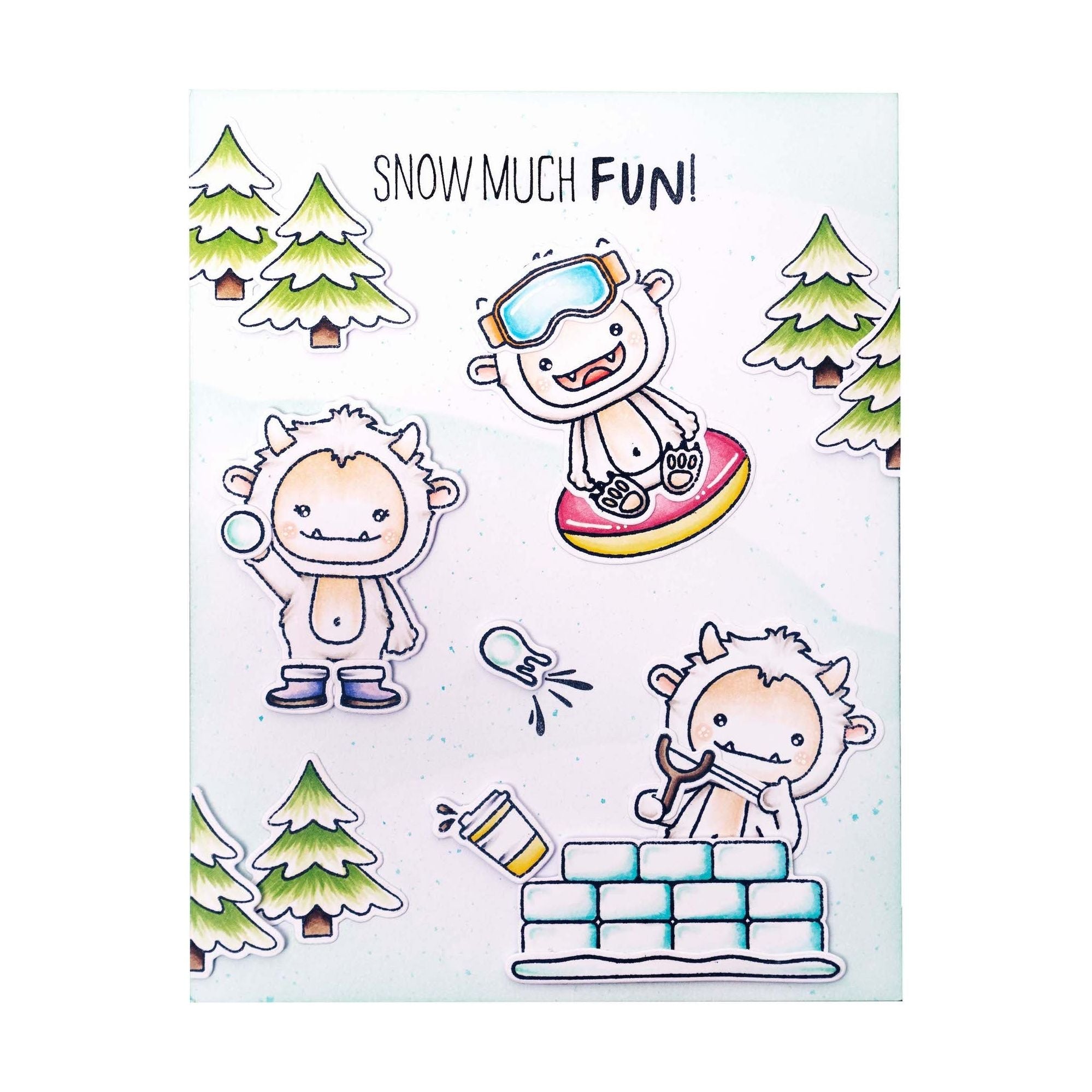 Studio Light Snow Fun Stamp and Die Set sl-ss-scd66 yeti winter card