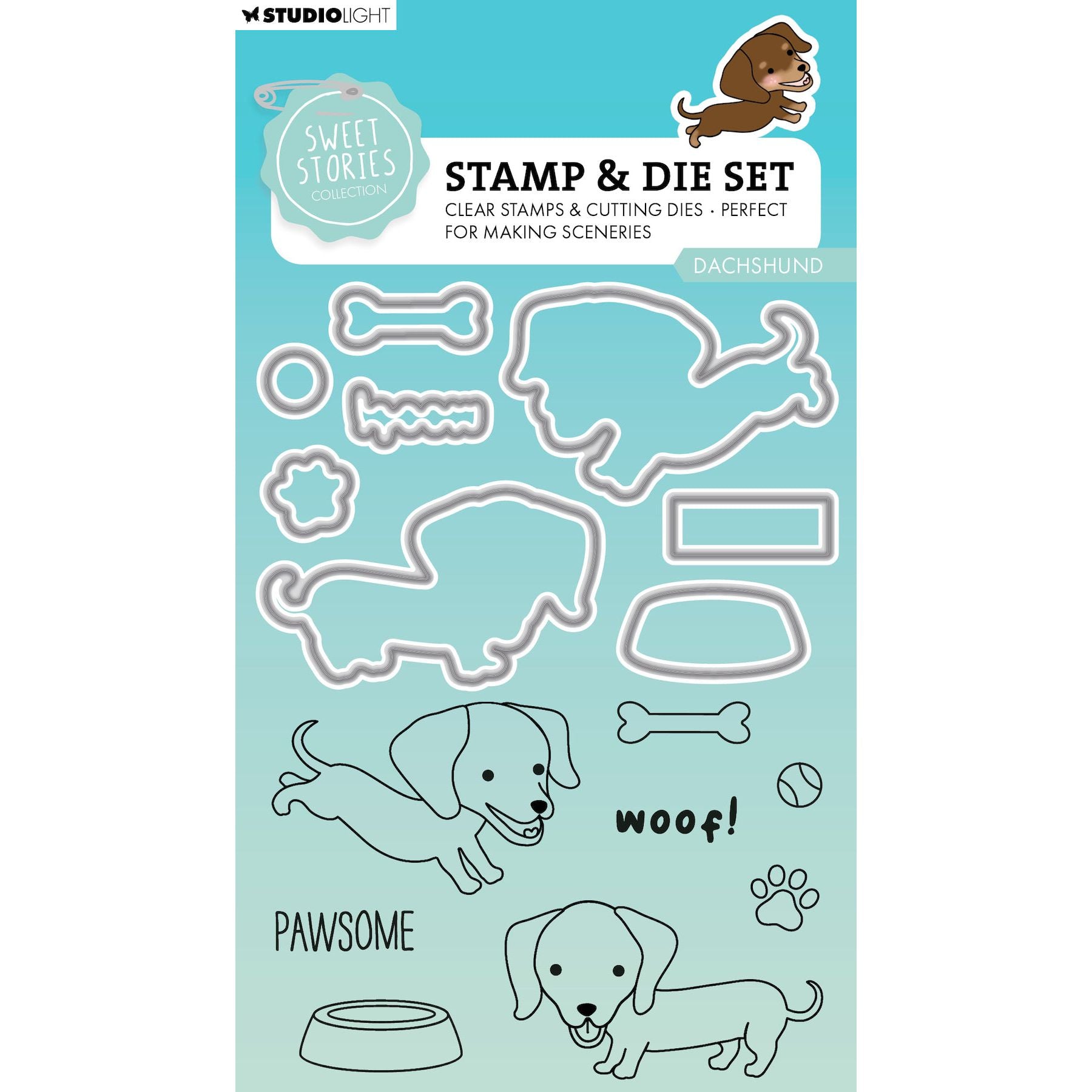 Studio Light Dachsund Sweet Stories Stamp & Die Set sl-ss-scd78