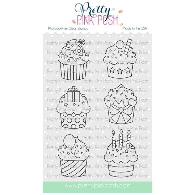 Pretty Pink Posh Birthday Cupcakes Clear Stamps