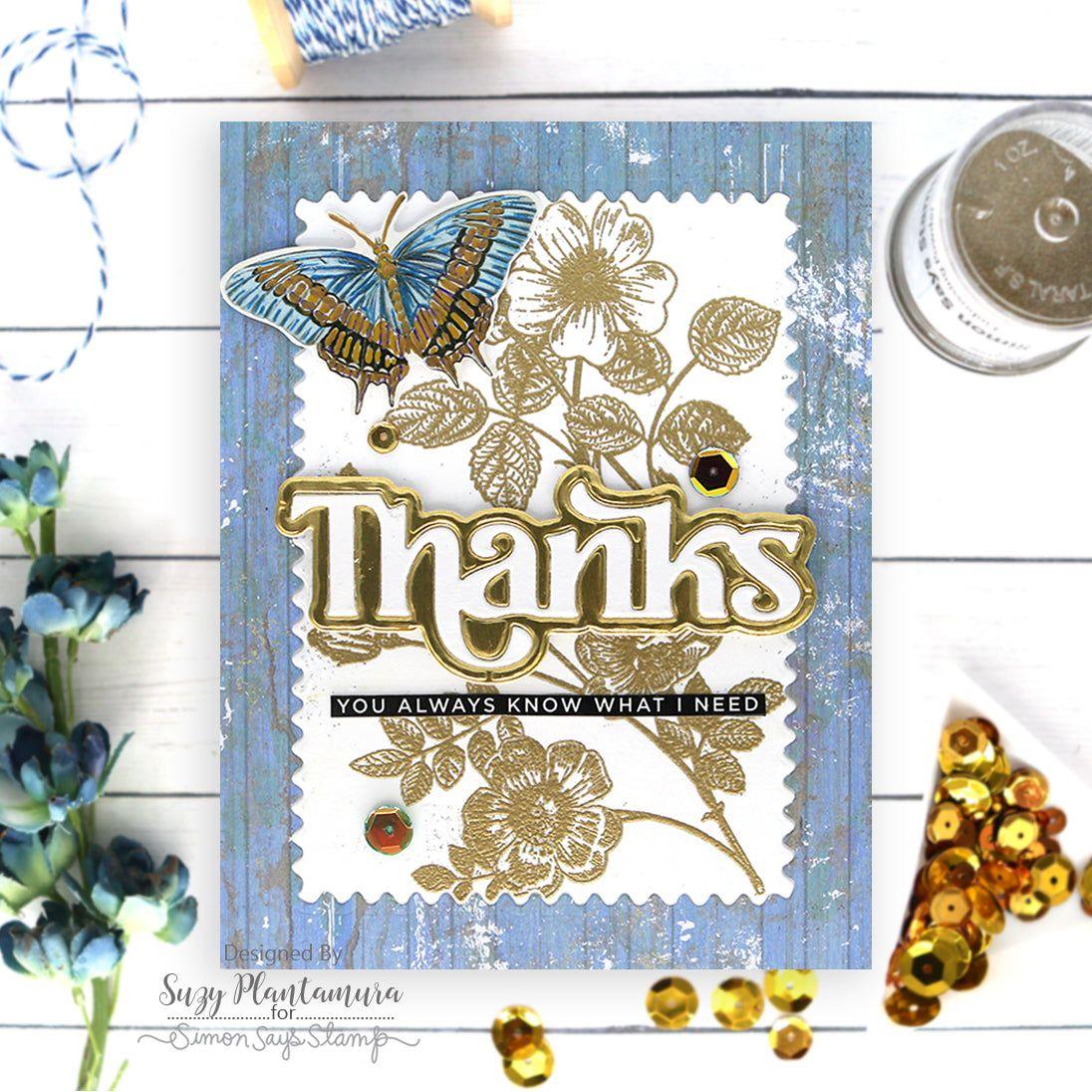 Simon Says Clear Stamps Etched Greetings sss202519c Thanks Card | color-code:ALT12