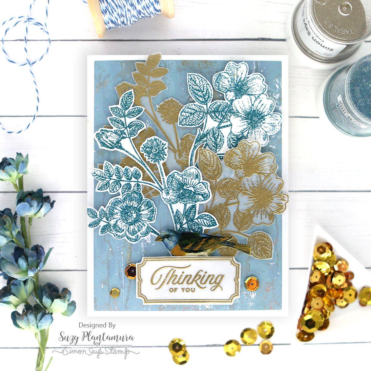 Simon Says Clear Stamps Etched Greetings sss202519c Thinking of You Card | color-code:ALT13