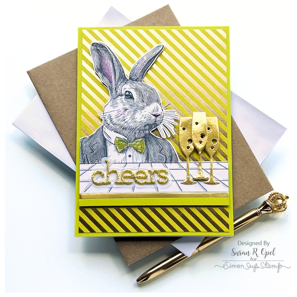 Tim Holtz Cling Rubber Stamps Mr. Rabbit cms478 cheers