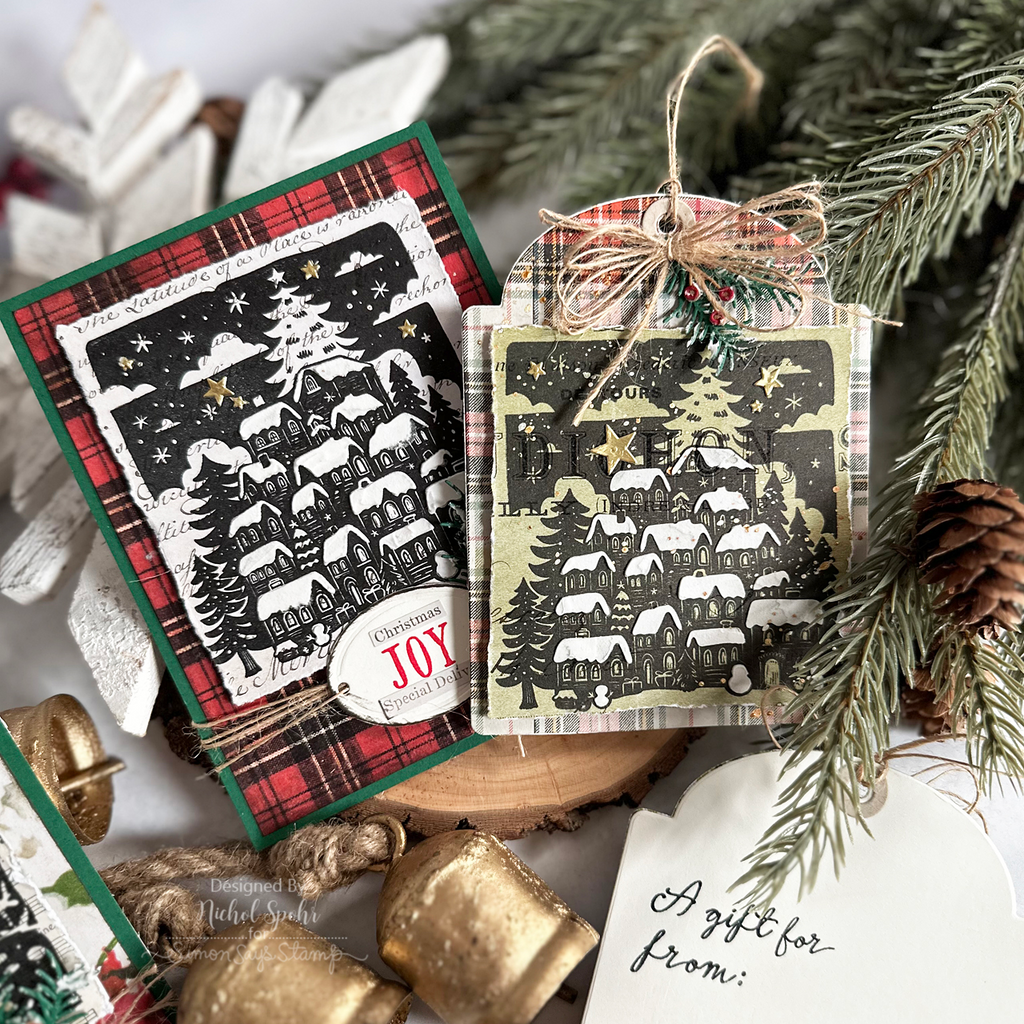 Simon Says Stamp Stencil Bright Christmas Rooftops 1116stc Christmas Card and Tags | color-code:ALT04