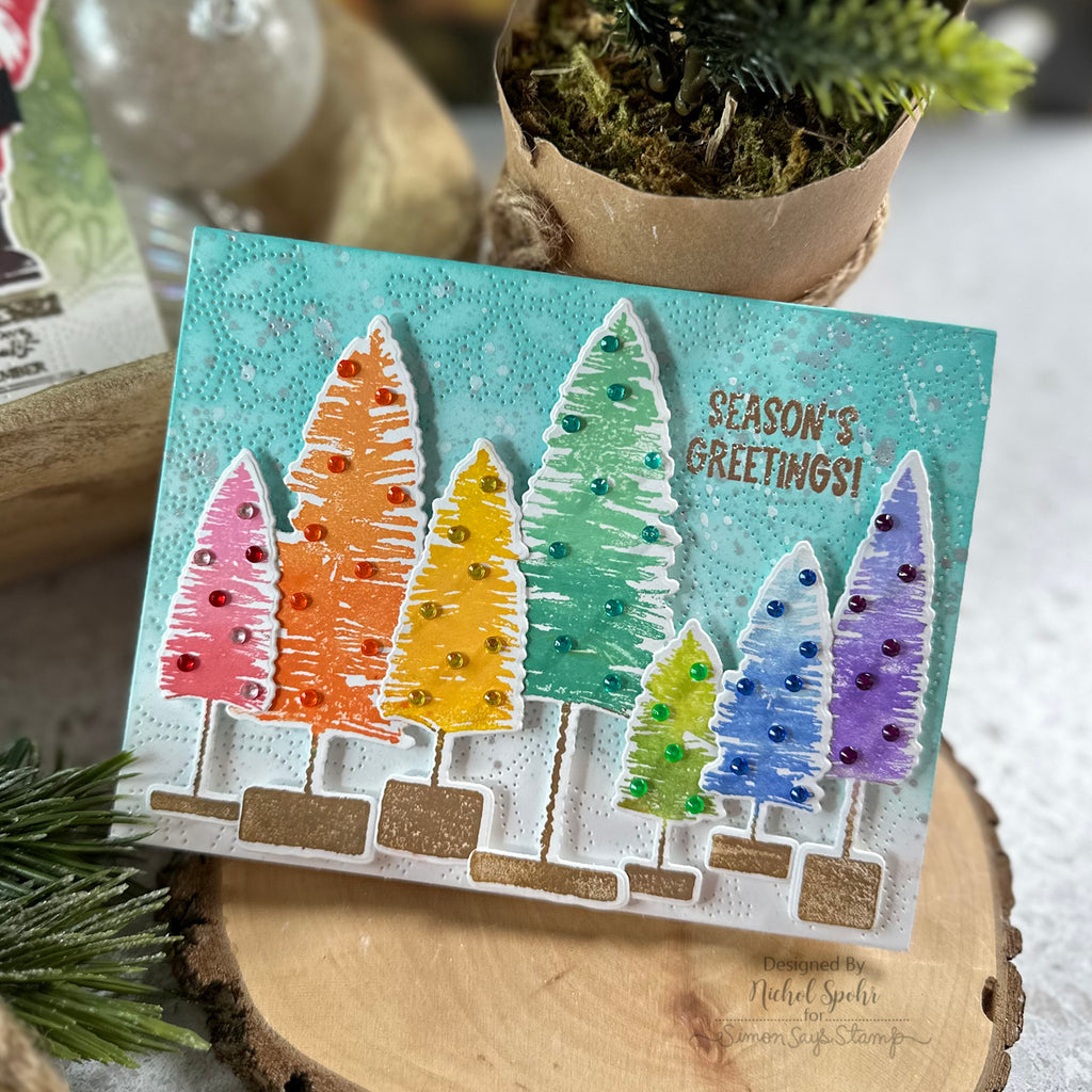 Tim Holtz Cling Rubber Stamps BOTTLE BRUSH TREES CMS455 season's greetings | color-code:ALT04