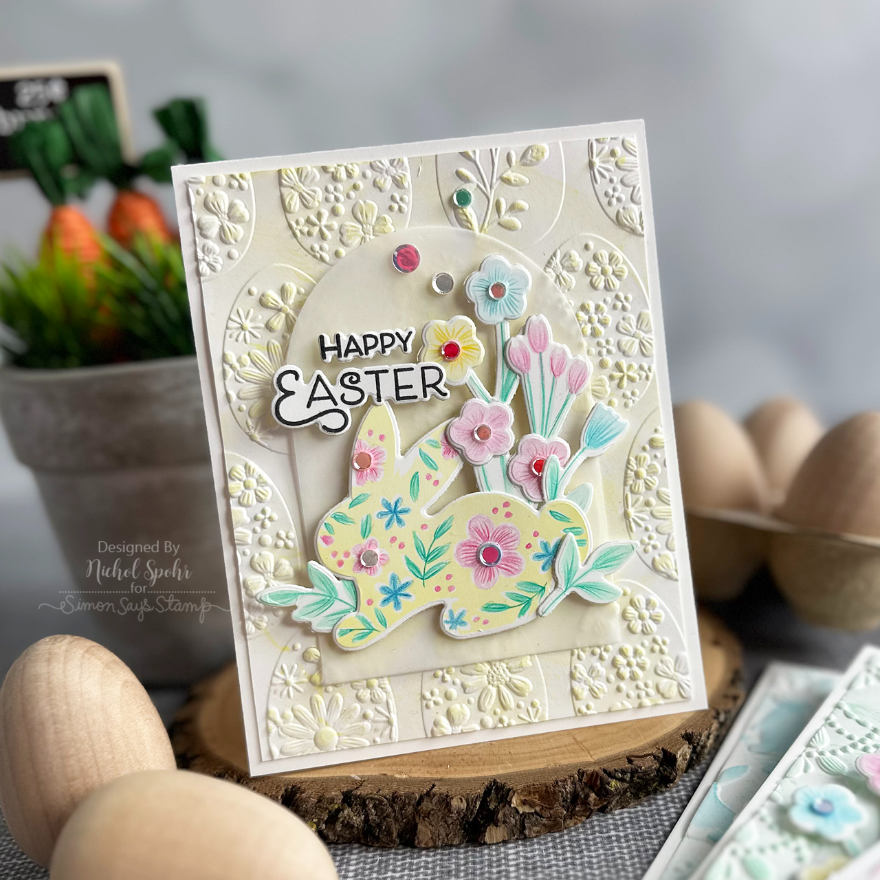 Simon Says Stamp Embossing Folder and Cutting Die Floral Easter Eggs sfd517 Favorite Things Easter Card | color-code:ALT01