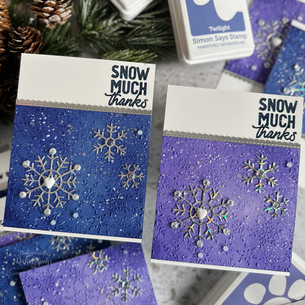 Simon Says Stamp Embossing Folder Cheery Snowflakes sf370 Thank You Cards | color-code:ALT09