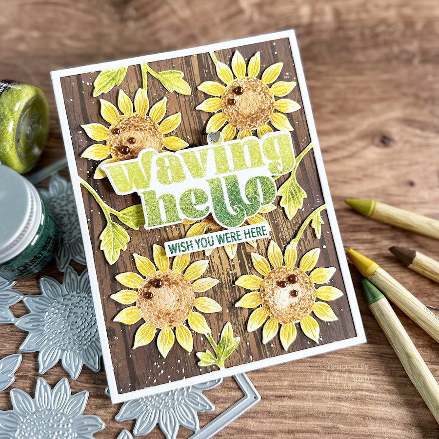 Tim Holtz Distress Oxide Ink Pad GATHERED TWIGS Ranger tdo56003 Watercolored Sunflower Card | color-code:ALTM09