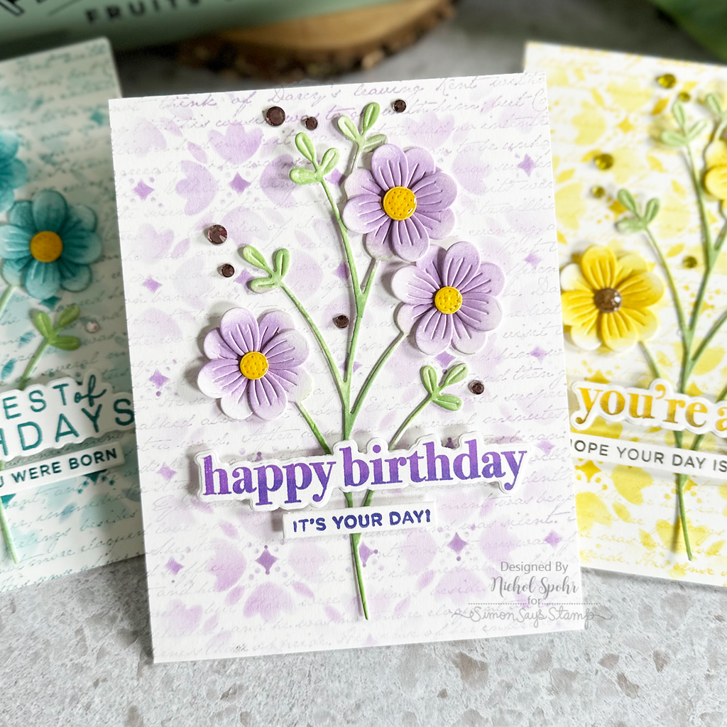 Simon Says Stamp Stencils Mosaic Tulips 1018st Splendor Birthday Card | color-code:ALT09