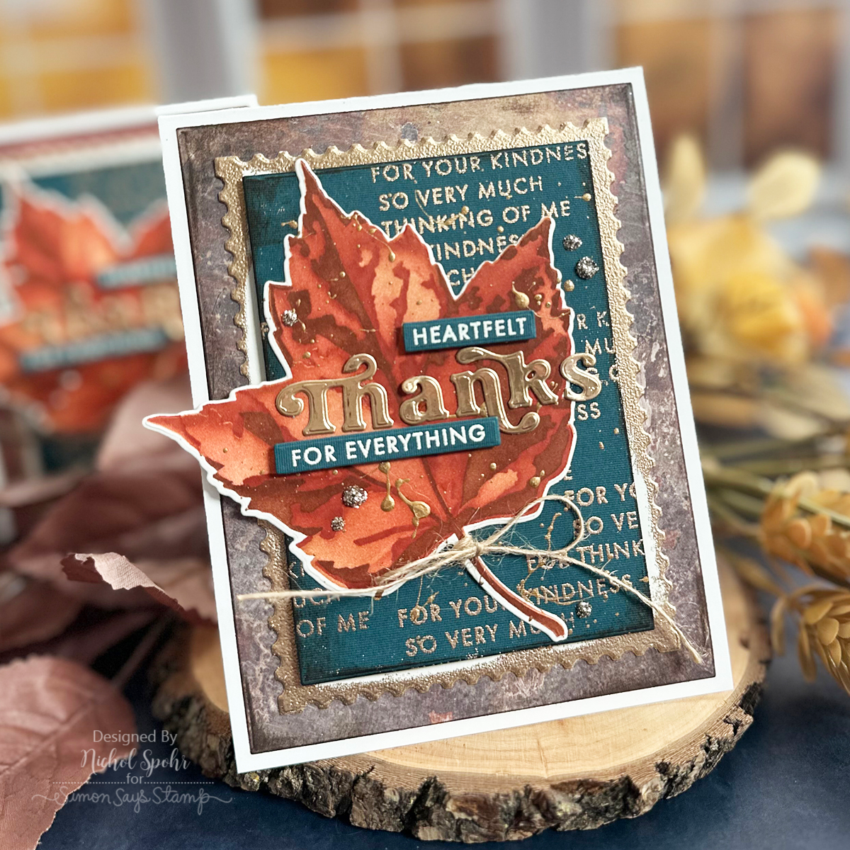Simon Says Stamp Set of 4 Stencils Red Maple 1102mtc Gratitude Card | color-code:ALT16
