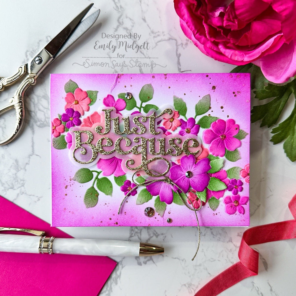 Simon Says Stamp Set of 5 Stencils Tumbling Flowers 1061stc To Love Just Because Card | color-code:ALT04