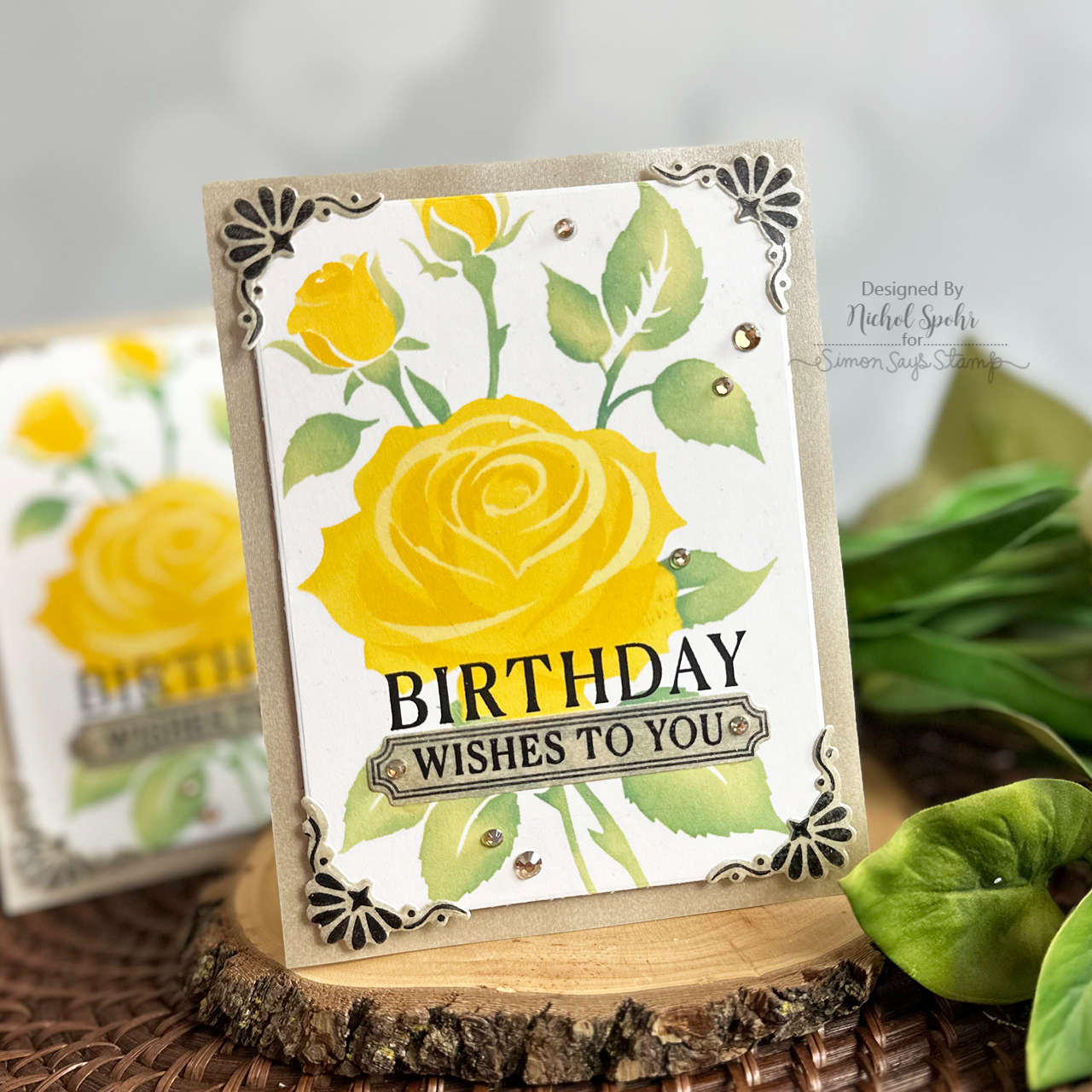 Simon Says Stamp Set of 4 Stencils Elegant Rose 1090st Birthday Card | color-code:ALT03