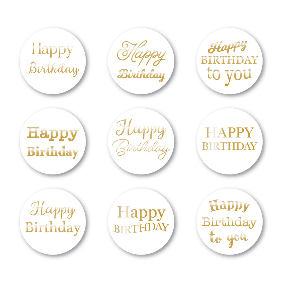Memory Box Happy Birthday Foil Greetings White Circle Tabs st010