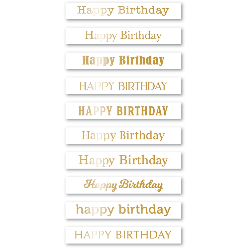 Memory Box Happy Birthday Foil Greetings White Tabs st024