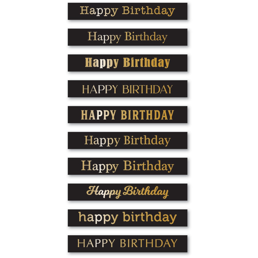 Memory Box Happy Birthday Foil Greetings Black Tabs st025