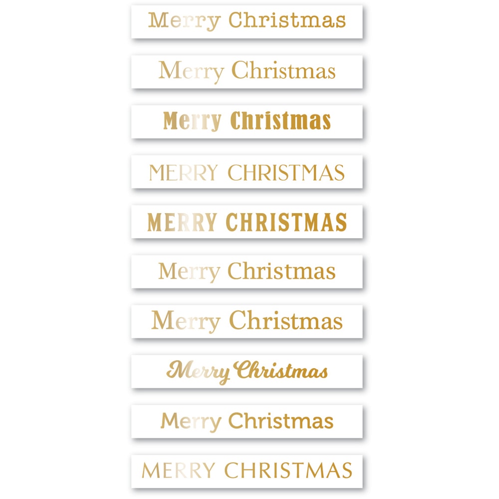 Memory Box Merry Christmas Foil Greetings White Tabs st026