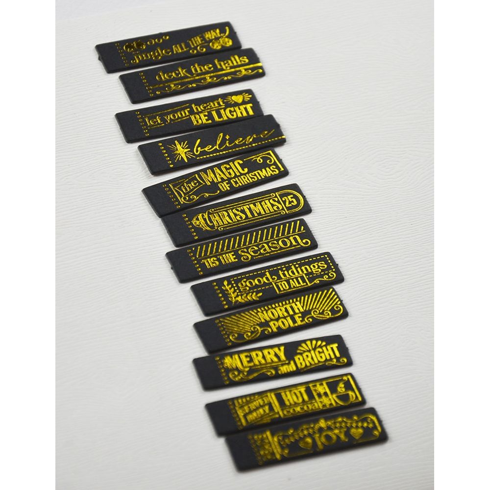 Memory Box Christmas Magic Labels Black Foil Tabs st037