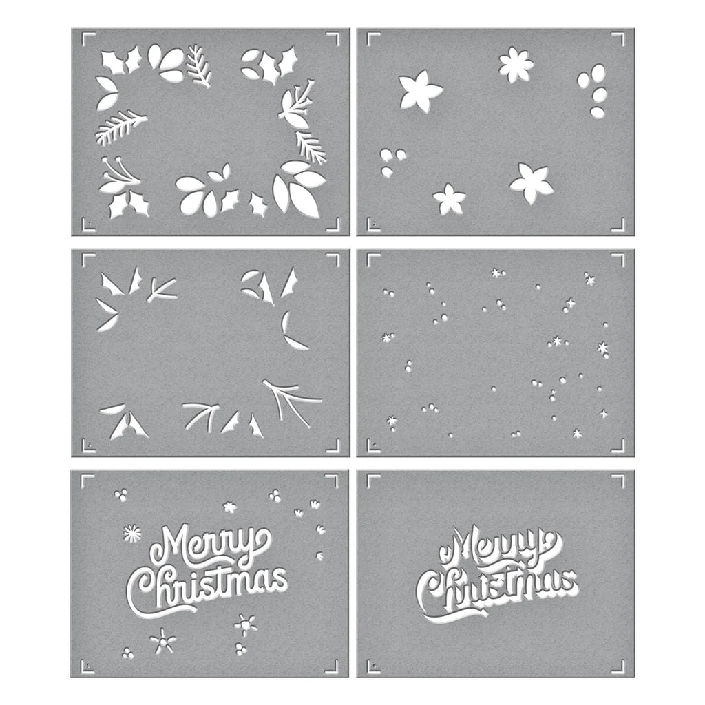 Spellbinders Layered Merry Christmas Foliage Stencil and Die Set