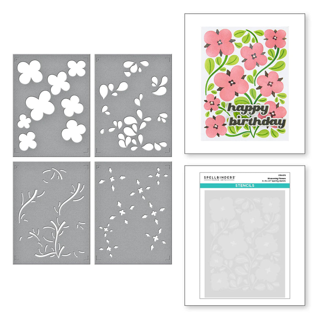 stn-075 Spellbinders Blossoming Flowers Layered Stencil product image