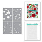 Spellbinders Winter Rose Background BetterPress and Stencil Set bd-0879 parts