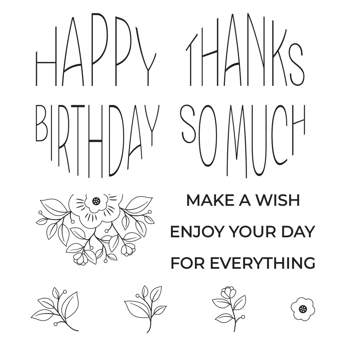 stp-208 Spellbinders Kaleidoscope Arch Sentiments Clear Stamps