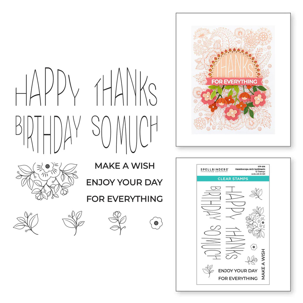 stp-208 Spellbinders Kaleidoscope Arch Sentiments Clear Stamps product image