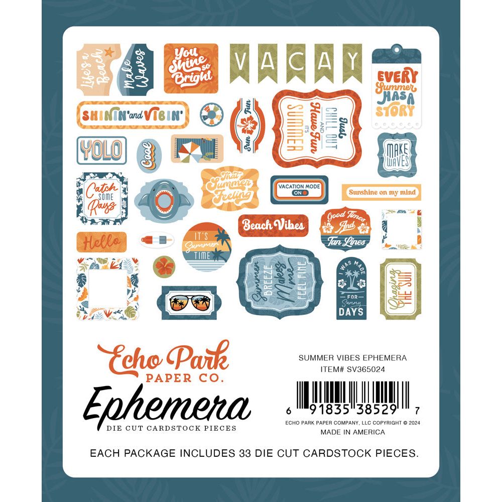 Echo Park Summer Vibes Ephemera sv365024 Packaging View